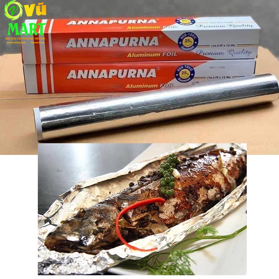 Màng Nhôm Thực Phẩm Annapurna 45cmx5m - Giấy Bạc Nướng Thịt Cá - An Toàn Vệ Sinh 50 mang-nhom-loai-5mx30cm-sieu-thi-vuvumart-o-Hai-Phong-