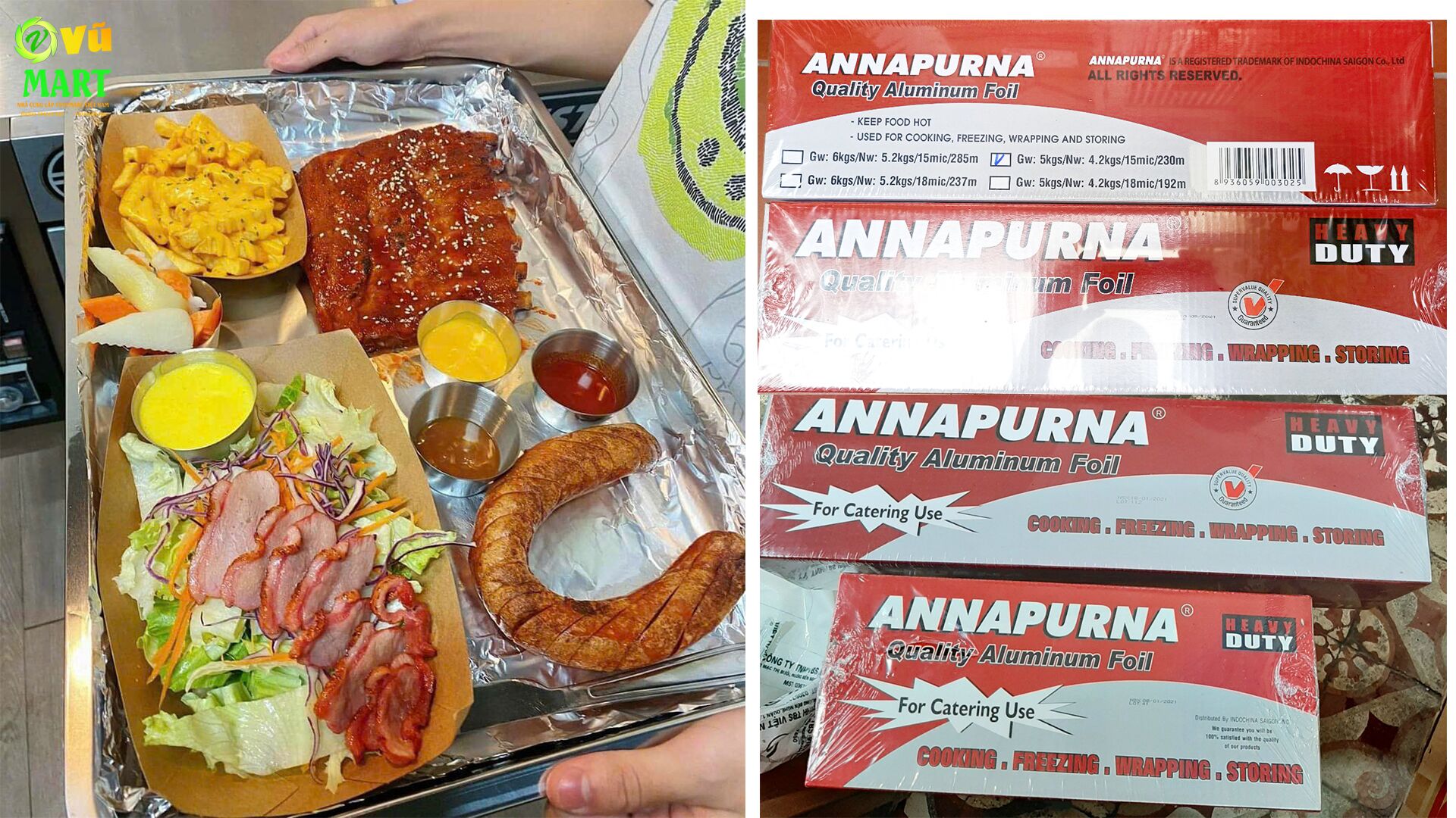Thùng Màng Nhôm Annapurna 5 kg Lõi Nhỏ - Giấy Bạc Nướng Goodfoil - Giá Sỉ Cấp 1 49 mang-nhom-thuc-pham-chat-luong-o-vuvumart-Bac-Ninh