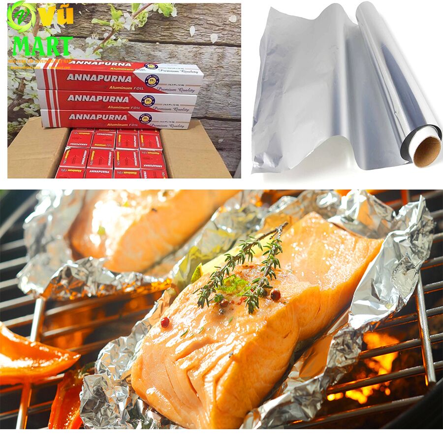Màng Nhôm Thực Phẩm Annapurna 45cmx5m - Giấy Bạc Nướng Thịt Cá - An Toàn Vệ Sinh 43 mang-nhom-thuc-pham-loai-5mx30cm-chat-luong-o-vuvumart-Bac-Ninh