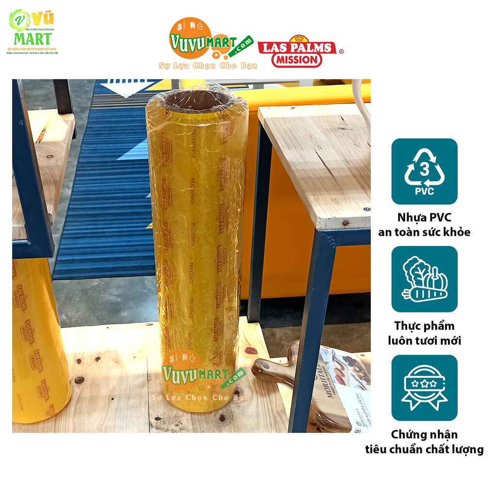 Màng Bọc Thực Phẩm Ringo 612 - Siêu Co Giãn - Siêu Bám Dính - XK Nhật 50 cuon-loi-mang-boc-thuc-pham-45cm-300m-las-palms-vuvumart