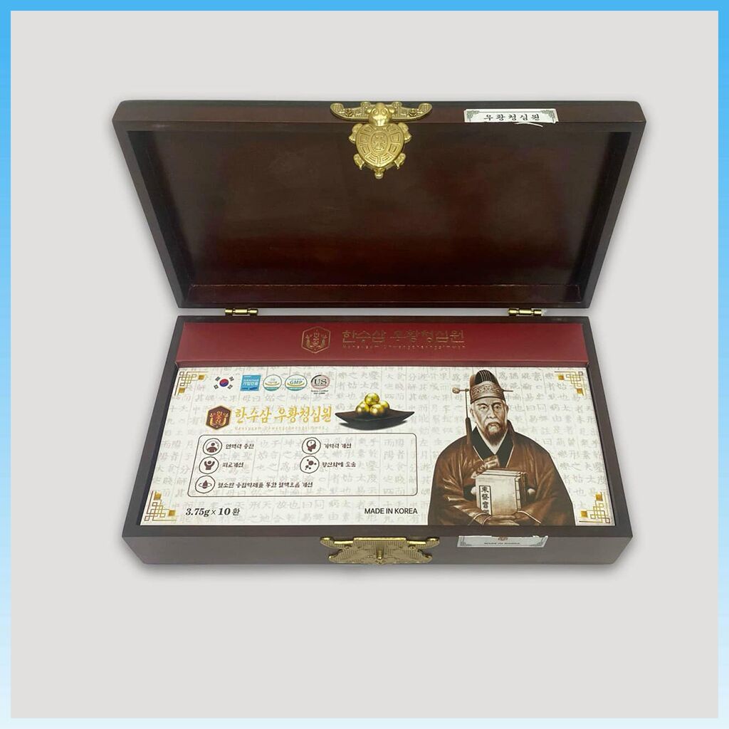 An Cung Thanh Tâm Hoàn Hansusam Uhwangcheongsimwon Hộp 5 Viên 3,75g Hàn Quốc - Thông Khí Huyết Kinh Mạch 45 An Cung Thanh Tâm Hoàn Hansusam Uhwangcheongsimwon Hộp 5 Viên 3,75g Hàn Quốc - Thông Khí Huyết Kinh Mạch