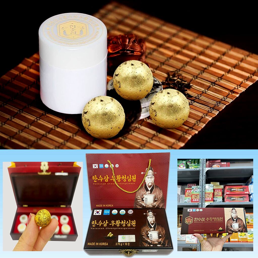 An Cung Thanh Tâm Hoàn Hansusam Uhwangcheongsimwon Hộp 5 Viên 3,75g Hàn Quốc - Thông Khí Huyết Kinh Mạch 55 An Cung Thanh Tâm Hoàn Hansusam Uhwangcheongsimwon Hộp 5 Viên 3,75g Hàn Quốc - Thông Khí Huyết Kinh Mạch