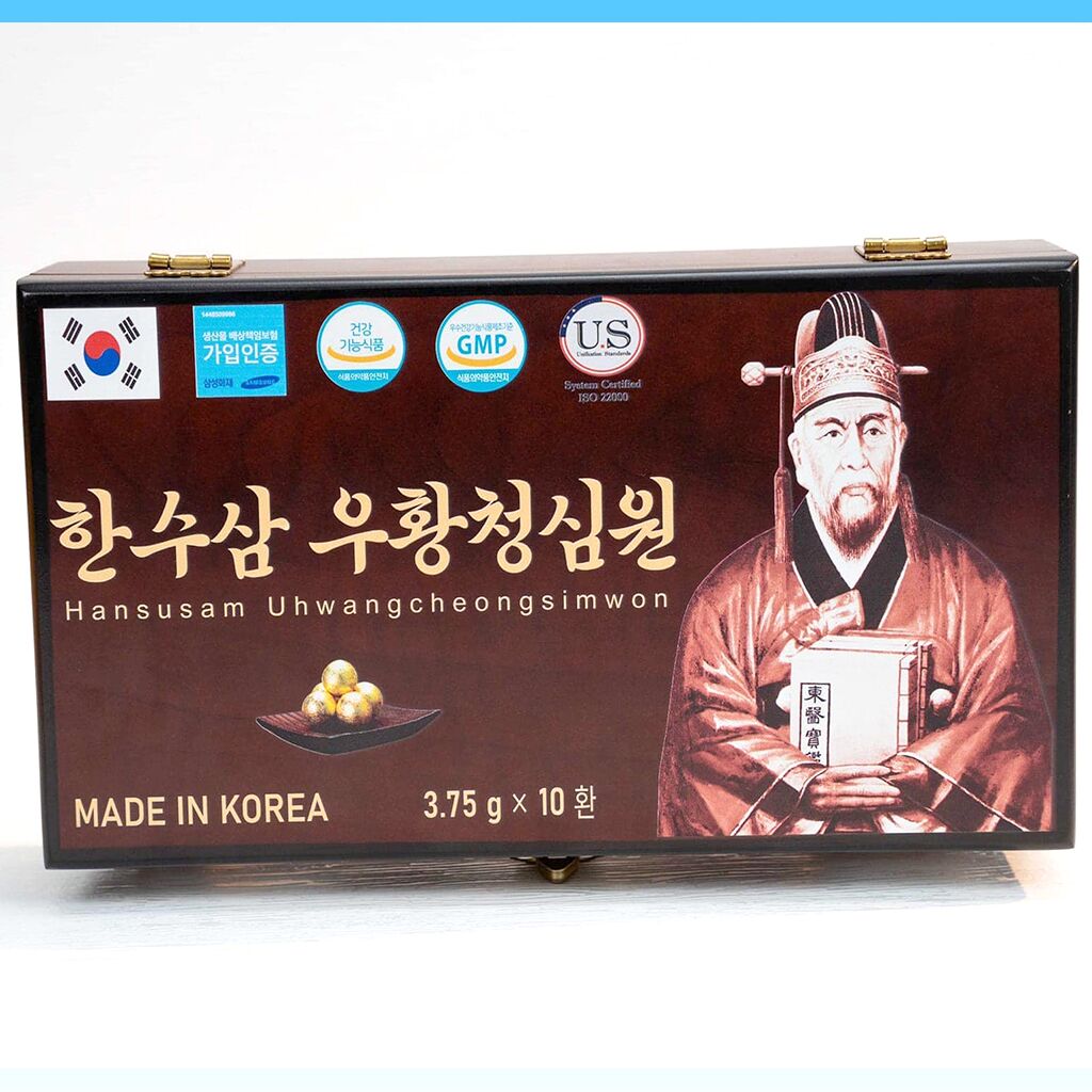 An Cung Thanh Tâm Hoàn Hansusam Uhwangcheongsimwon Hộp Gỗ 10 Viên 3,75g Hàn Quốc - Tăng Cường Lưu Thông Khí Huyết 53 An Cung Thanh Tâm Hoàn Hansusam Uhwangcheongsimwon Hộp Gỗ 10 Viên 3,75g Hàn Quốc - Tăng Cường Lưu Thông Khí Huyết - Bồi Bổ Não Cơ Thể - Khỏe Tim