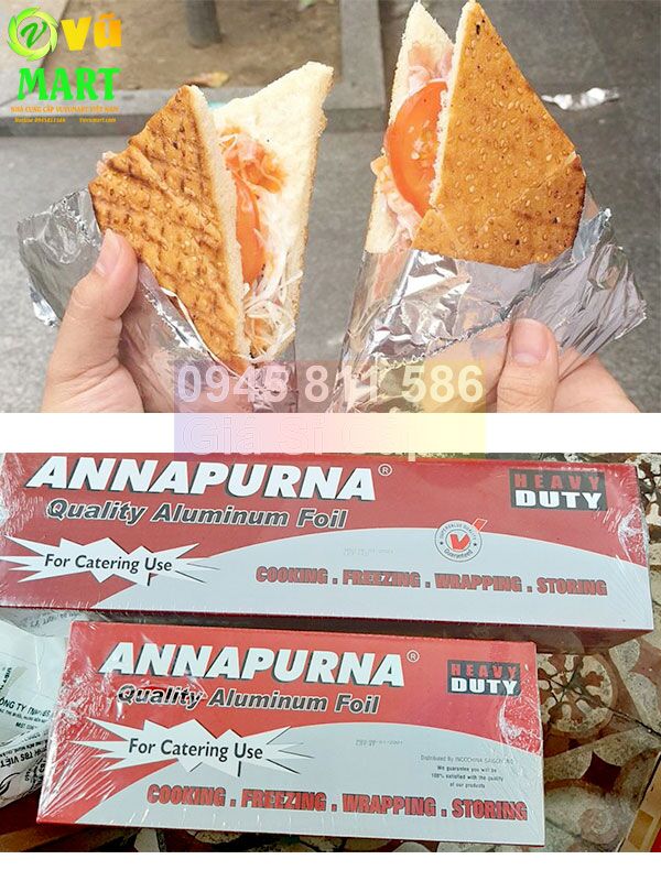 Giấy Bạc 4 kg Annapurna - Đủ Mét - Dai Chất Lượng - Lõi Nhỏ 48 Giấy bạc Nướng 4 kg Annapurna - màng nhôm bọc thực phẩm thịt cá giá rẻ hơn shopee