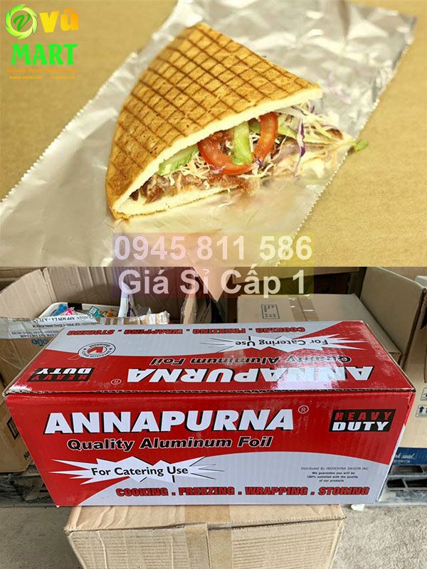 Giấy Bạc 4 kg Annapurna - Đủ Mét - Dai Chất Lượng - Lõi Nhỏ 47 Giấy bạc Nướng 4 kg Annapurna - màng nhôm bọc thực phẩm thịt cá giá rẻ hơn shopee