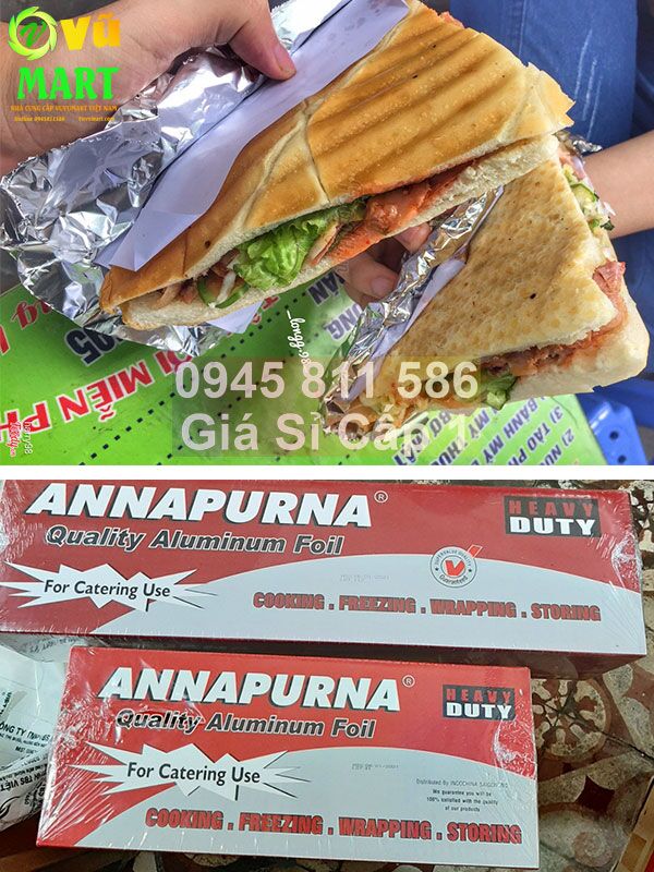 Giấy Bạc 4 kg Annapurna - Đủ Mét - Dai Chất Lượng - Lõi Nhỏ 44 Giấy bạc Nướng 4 kg Annapurna - màng nhôm bọc thực phẩm thịt cá giá rẻ hơn shopee