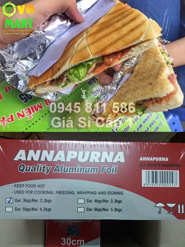 Giấy Bạc 4 kg Annapurna - Đủ Mét - Dai Chất Lượng - Lõi Nhỏ 46 Giấy bạc 4 kg Nướng thịt cá giá rẻ hơn shopee