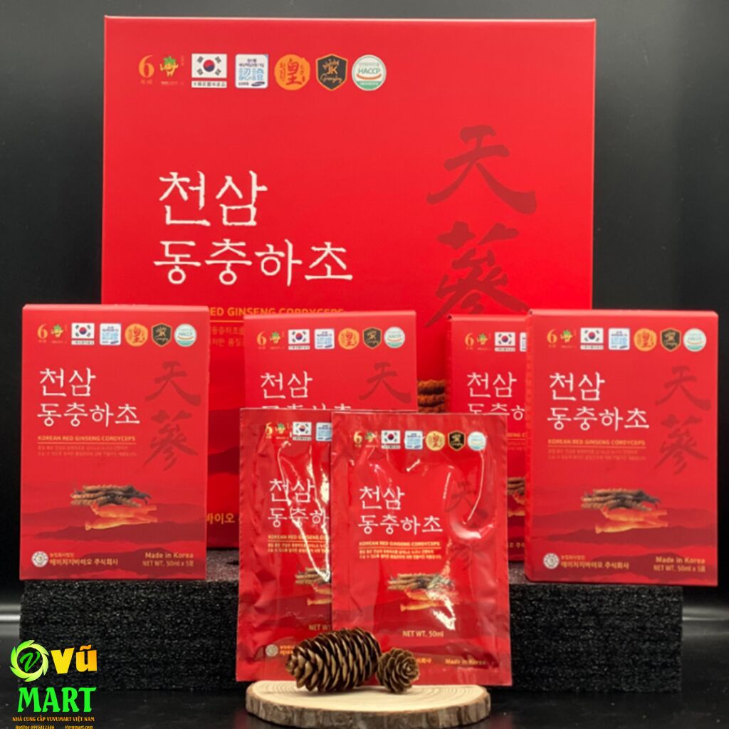 Tinh Chất Hồng Sâm Đông Trùng Hạ Thảo Ginseng King Korean Red Ginseng Cordyceps - Bồi Bổ Cơ Thể - Tăng Cường Thể Lực 51 Nước Hồng Sâm Đông Trùng Hạ Thảo Ginseng King Korean Red Ginseng Cordyceps (50ml x 30 gói)