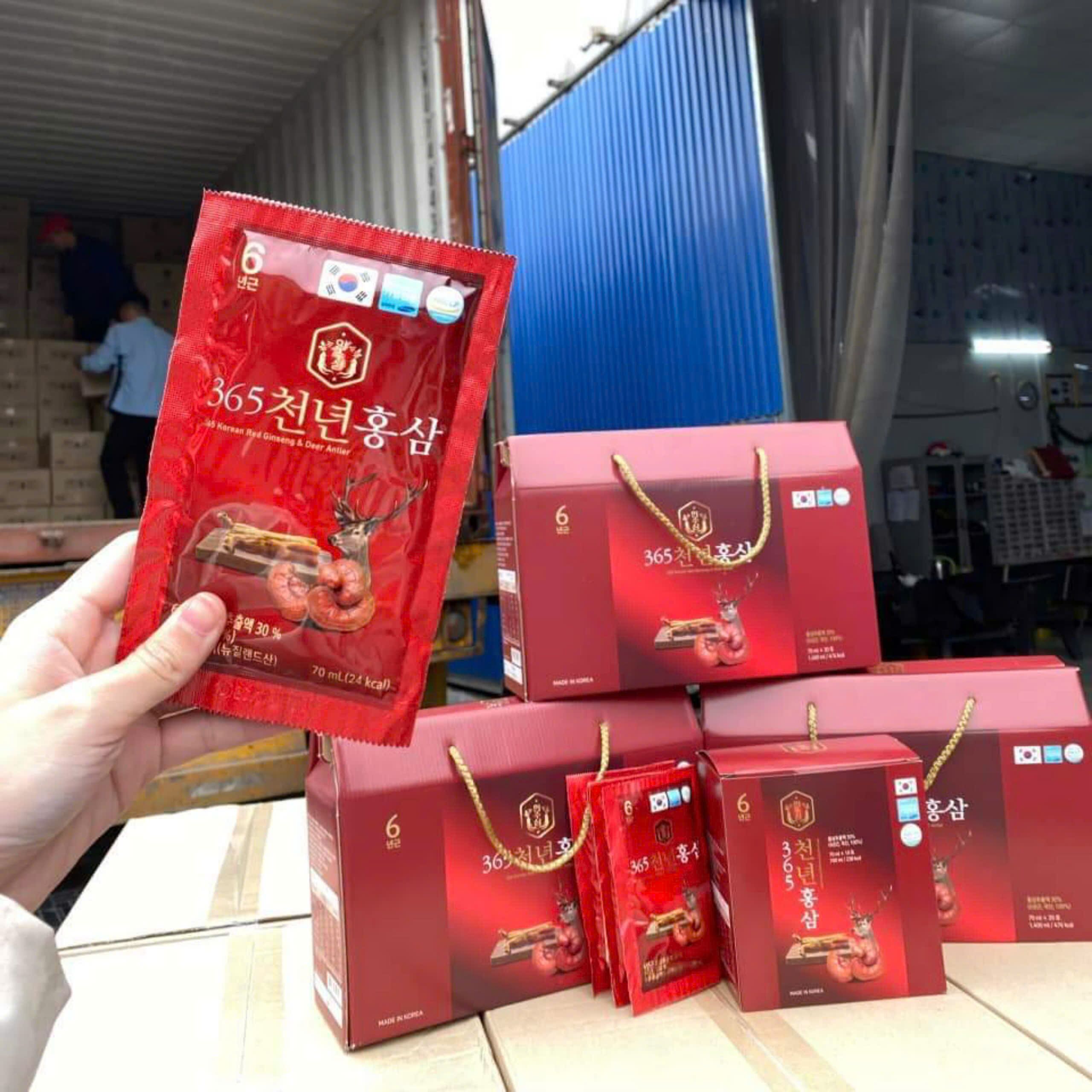 Nước Hồng Sâm Linh Chi Nhung Hươu 365 - Đại Bổ Cơ Thể, Bổ Thận Phổi - Làm Đẹp 46 Nước Hồng Sâm Nhung Hươu Linh Chi 365 Hàn Quốc Hộp 60 Gói x 70ml
