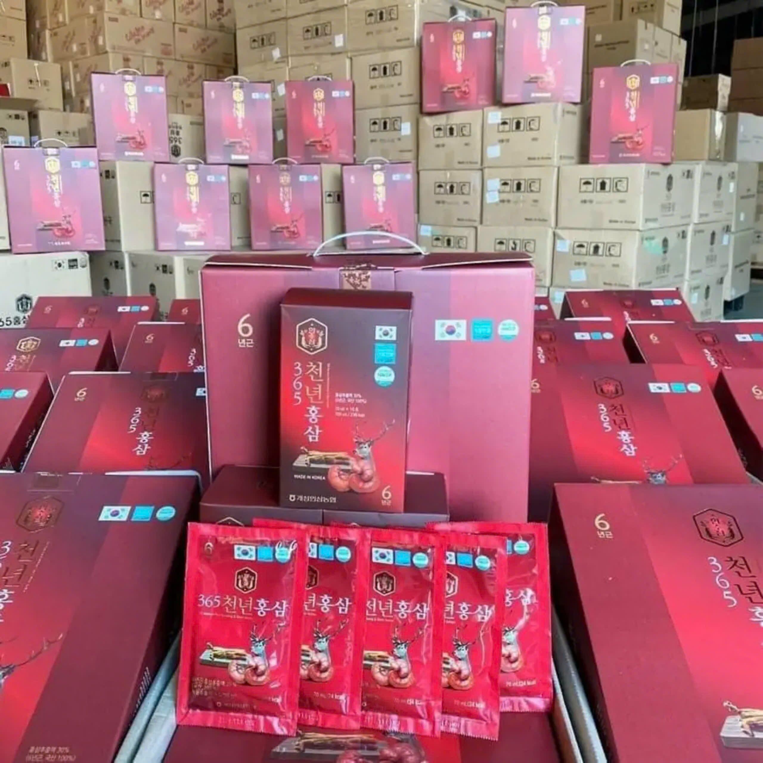 Nước Hồng Sâm Linh Chi Nhung Hươu 365 - Đại Bổ Cơ Thể, Bổ Thận Phổi - Làm Đẹp 48 Nước Hồng Sâm Nhung Hươu Linh Chi 365 Hàn Quốc Hộp 60 Gói x 70ml