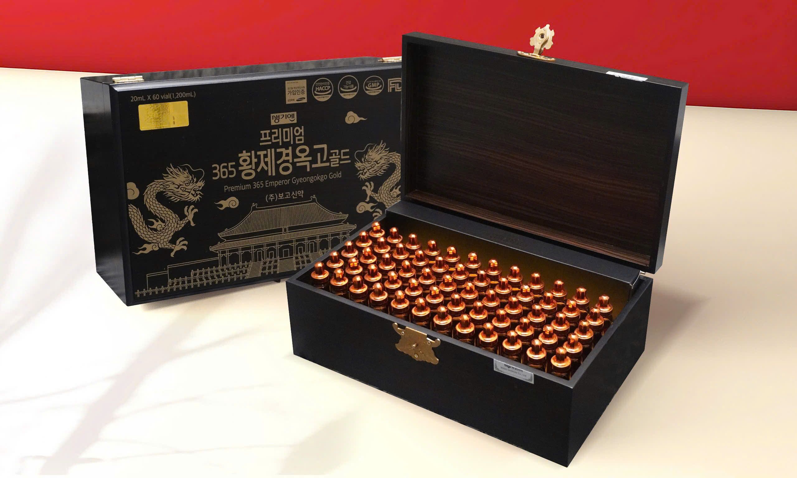 Tinh Chất Hồng Sâm Đông Trùng Hạ Thảo 365 Hwangjin Liquid Gold Rồng & Hổ & Phượng 45 Tinh Chất Đông Trùng Hạ Thảo 365 Hwangjin Liquid Gold Từ Hàn Quốc 60 Ống; Tinh Chất Đông Trùng Hạ Thảo 365 Hwangjin Liquid Gold - Bổ Dược Tăng Lực Từ Hàn Quốc; Tinh Chất Hồng Sâm Đông Trùng Hạ Thảo Hai Con Hổ Cheonsim Hwangje Liquid Hàn Quốc (60 Ống x 20ml)