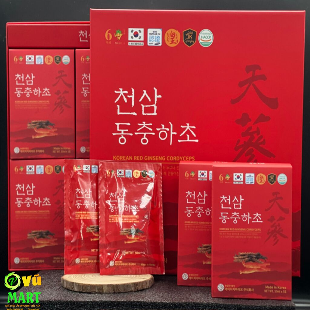 Hồng Sâm Đông Trùng Hạ Thảo Ginseng King Korean Red Ginseng Cordyceps (50ml x 30 gói) - Nước Bổ Dưỡng Cơ Thể